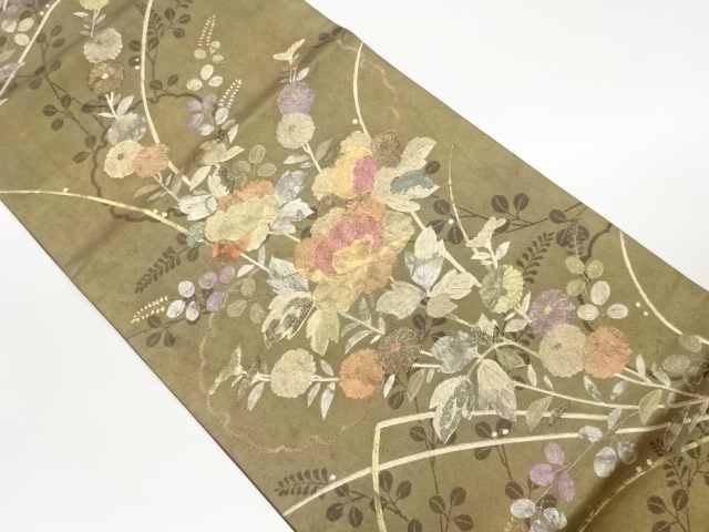 JAPANESE FUKURO OBI / KINSAI / FLORAL PLANTS